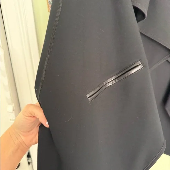 Spanx Ponte Leather Sleeve Drape Front Jacket - Picture 4 of 9